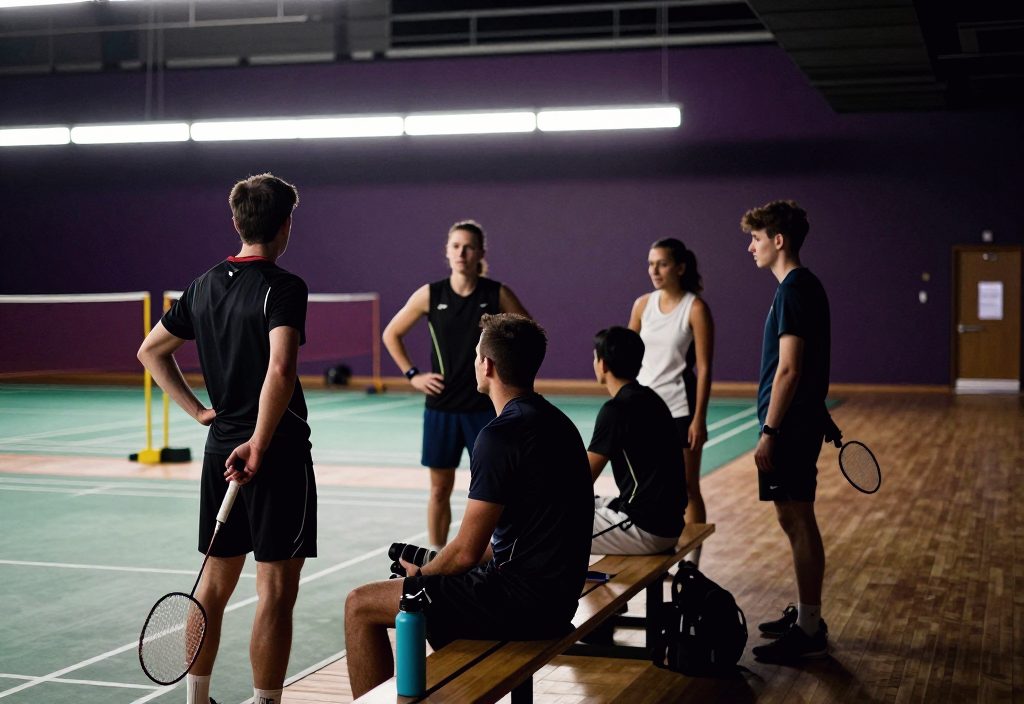 Players talking courtside after a match