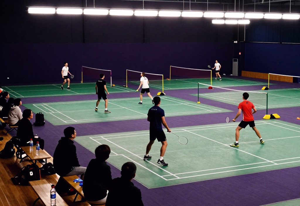 Four courts running during an amateur tournament