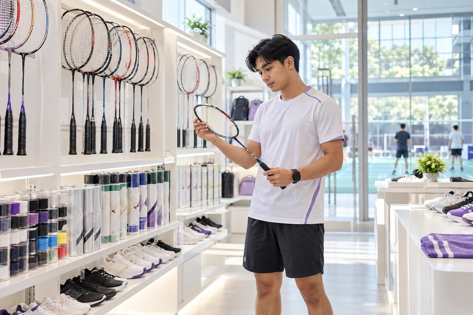 A member purchasing equipment at the club counter