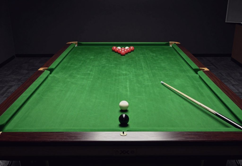 A snooker table dressed and ready