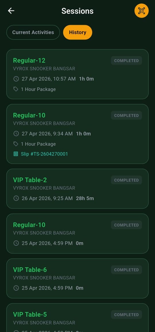 Snooker King session detail — operators expose full transparency, lowering disputes about historical charges