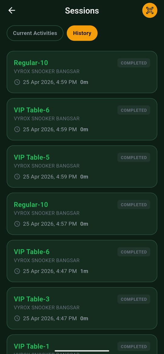 Snooker King transaction detail — operators give members a clean self-serve invoice viewer